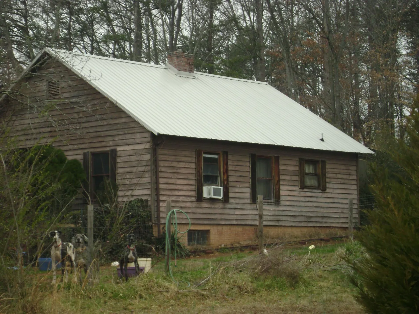 White metal roof on an old wood sided farmhouse, from a Asphalt Shingle Roof Repair job in Amana